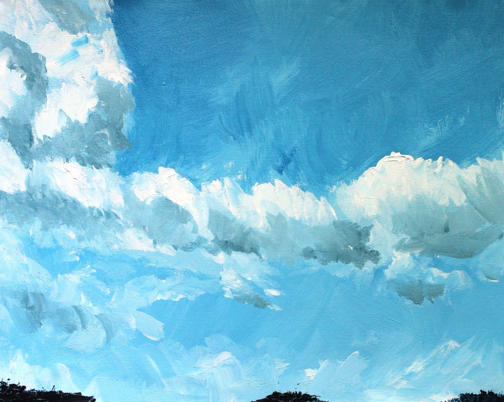 Acrylic landscape painting of the sky and clouds