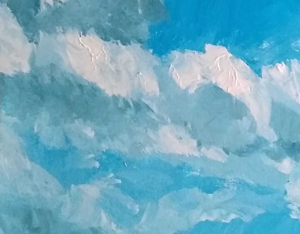 Acrylic Landscape painting close up to show brush strokes