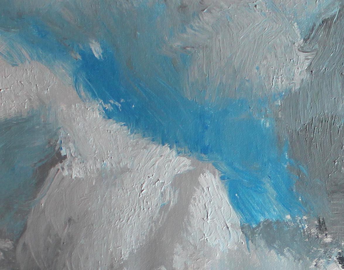 Detail of landscape painting in acrylic