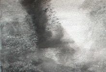 Detail of tonal landscape drawing with charcoal